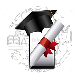 学士帽装饰的学生毕业