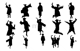 庆祝毕业的大学生剪影