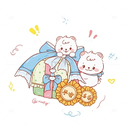 卡通小熊礼盒小元素