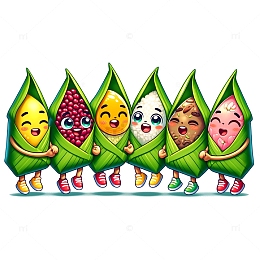 卡通画风格拟人化粽子素材