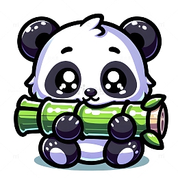 吃竹子的小熊猫卡通动物素材