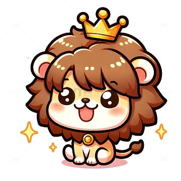 可爱小狮子卡通风格素材