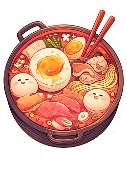 餐蛋面食物插画