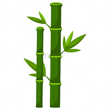 翠绿色卡通竹子