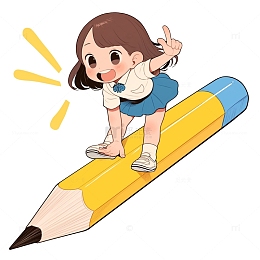 高考加油人物和铅笔