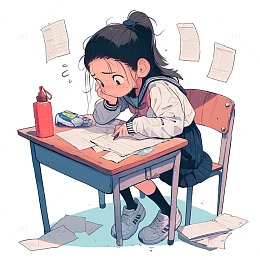 毕业季高考紧张压力大女孩