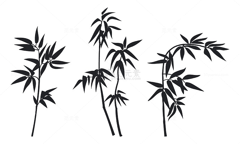 三株竹子的剪影