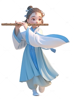 古装吹笛子的汉服女孩2
