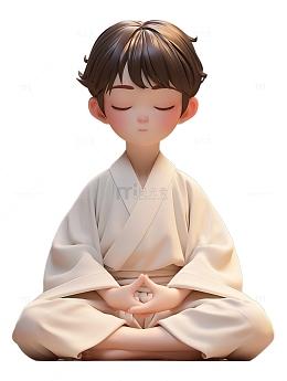 汉服男孩打坐冥想