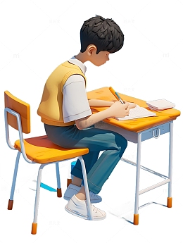 写字高考做题的学生