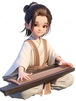 汉服男孩弹古琴