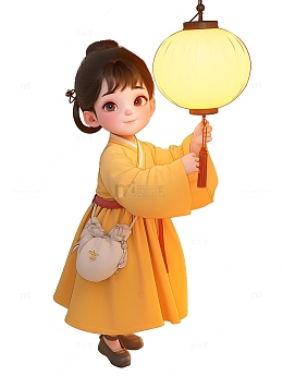 汉服女孩灯笼