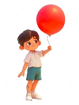 小孩拿着气球3