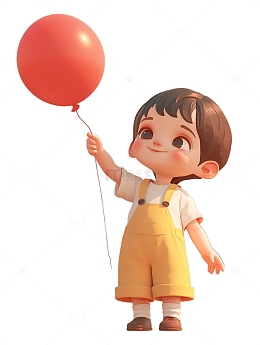 小女孩拿着气球