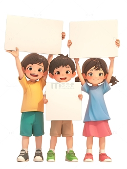 举着牌子白板的小孩子小朋友
