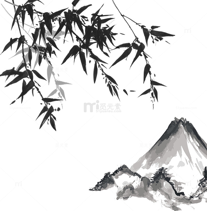 竹子竹叶水墨国风元素