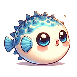 卡通水族动物河豚素材