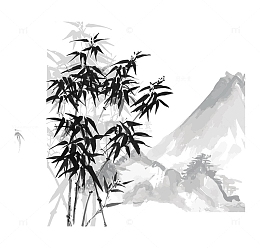 水墨国风竹林竹子
