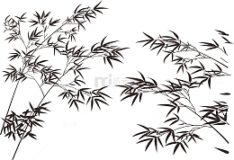 国风水墨竹叶竹枝元素
