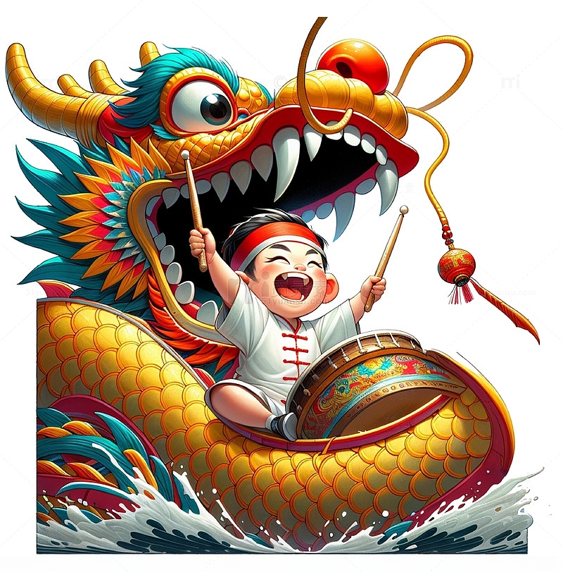 卡通端午赛龙舟创意卡通素材