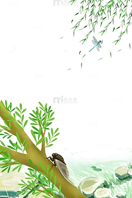 盛夏蝉鸣鸟叫手绘元素小暑大暑图片