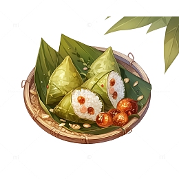 红枣香粽卡通插画风格