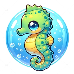 可爱海马卡通动物素材