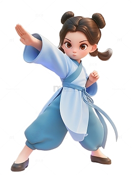 练习功夫武侠女生可爱仙侠Q版