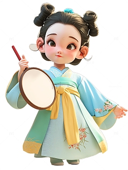 汉服女生卡通团扇