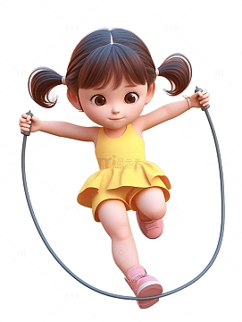 儿童节游戏女孩跳绳锻炼