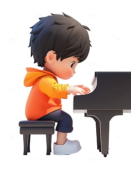 弹钢琴的男孩小孩