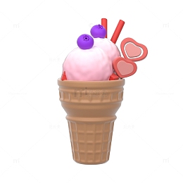 3d卡通冰淇淋夏天儿童电商促销