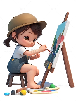 练习画油画卡通小孩美术绘画