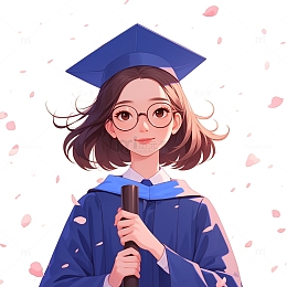 卡通唯美花瓣短发毕业女孩