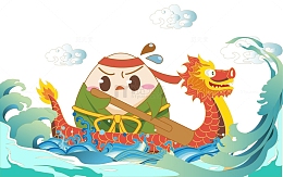 端午节矢量粽子龙舟赛