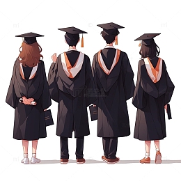 毕业学士服人物背影