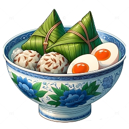 中国风插画一碗粽子插画素材