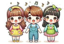 幼儿园儿童合唱卡通素材