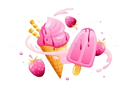 渐变粉色冰淇淋插图
