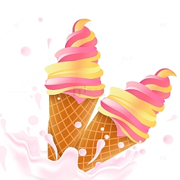 粉色草莓冰淇淋甜筒