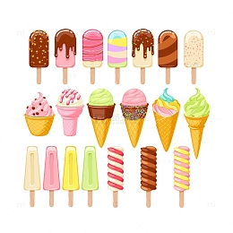 彩色冰淇淋甜筒冰棍