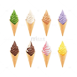 矢量冰淇淋华夫饼蛋卷