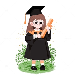 毕业小女孩插画