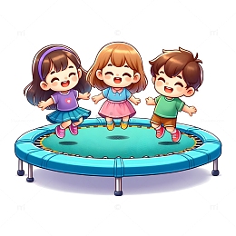 蹦床卡通儿童节素材