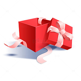 打开的红色礼品包装盒