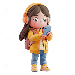 玩手机女孩购物潮流人物形象