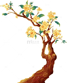 中秋节节日树木植物桂花花朵树叶