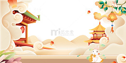 唯美国风古风中秋元素