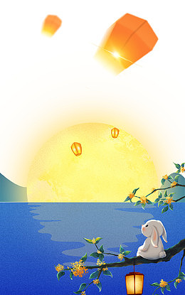 桂花树上赏月的兔子