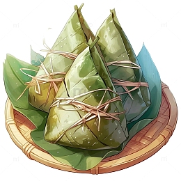 端午竹篮绿色粽子